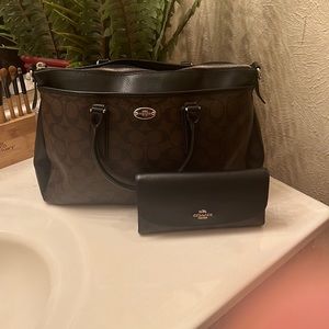 Coach Signature handbag with matching wallet